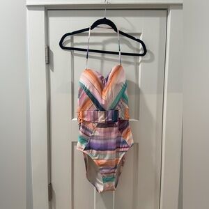 LA BLANCA Ocean Tides Bandeau One-piece Swimsuit Size 10 Strapless or Halter